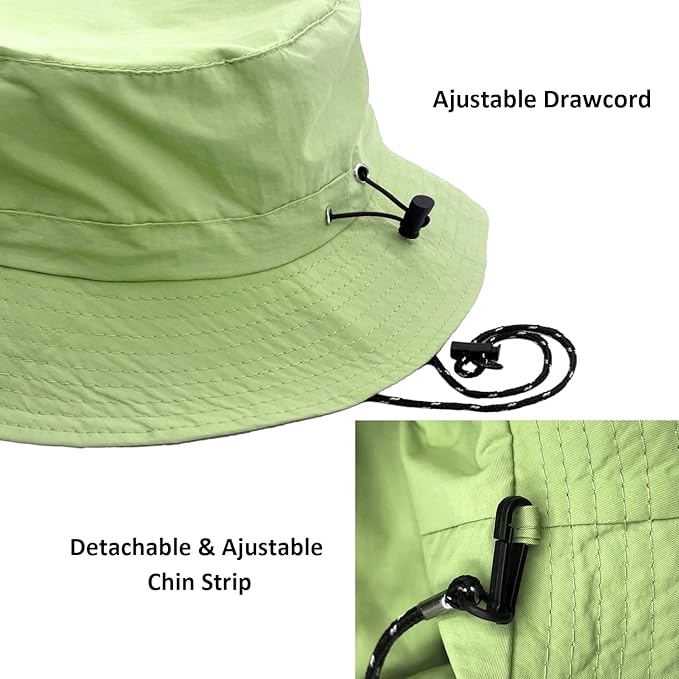 woogwin Waterproof Bucket Rain Hat with Chin Strap Quick Dry Packable Boonie Sun Hat Safari Hat UV Protection