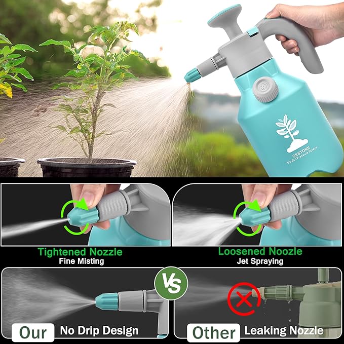 Garden Hand Pump Sprayer 1/2 Gallon Pump,68 Oz Handheld Pressure Sprayer with Safety Valve,Adjustable Nozzle,360° Extended Spray Rod,Ideal for Plants Watering, Fertilizing,Cleaning