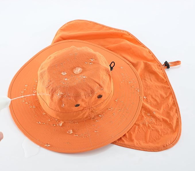 Home Prefer UPF50 Mens Sun Hat with Neck Flap Quick Dry UV Protection Cap Womens Wide Brim Fishing Hat Neck Flap Beach Garden