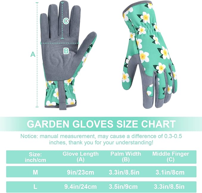Womens Gardening Weeding Working Gloves, Leather Garden Glove for Women Thorn Proof No Stab for Digging, Planting,Pruning