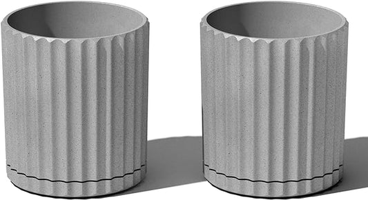 Veradek Demi Series Demi 6" Planter w/Tray - Grey, 2 Pack