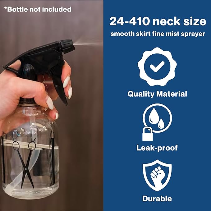 uh*Roh*Muh 24/410 Mini Trigger Sprayer (Pack of 100) Black - Smooth Skirt Design, Easy Fit, Adjustable Spray Nozzle - Perfect for DIY, Home, and Garden Use