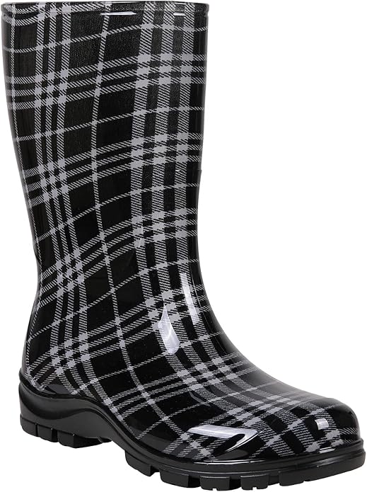 Asgard Women's Mid Calf Rain Boots Printed Waterproof Rubber Boots Short Garden Shose