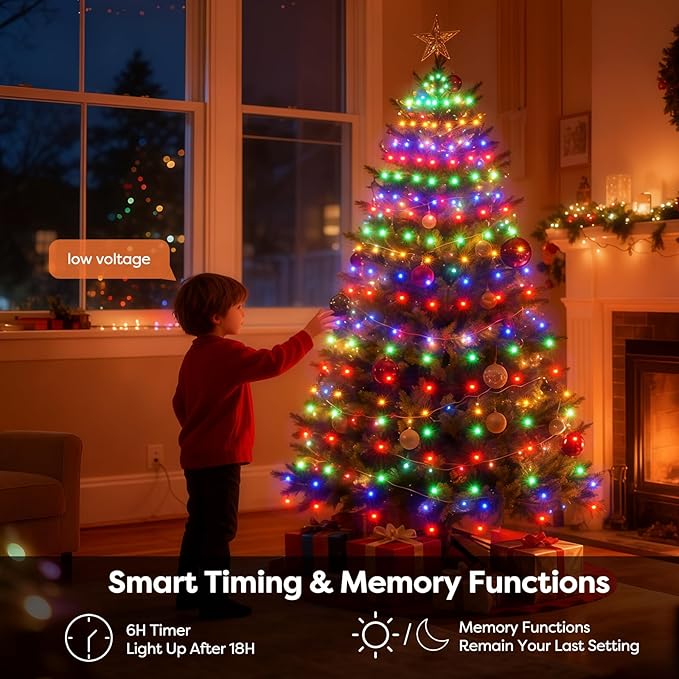 Christmas Tree Lights with Remote 280 LEDs Christmas Lights for Tree with 8 Lighting Modes, Timer and Memory Function, Indoor Outdoor String Lights for 4 ft-7 ft Xmas Tree Decorations(Multicolor)