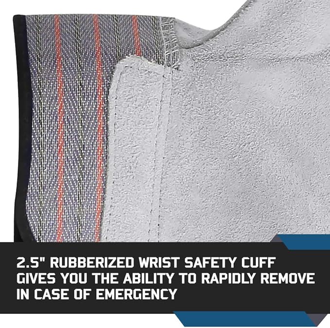 Glove Station Cowhide Leather Work Gloves for Men & Women – Work Gloves with Split Leather Palm, Rubberized Safety Cuff