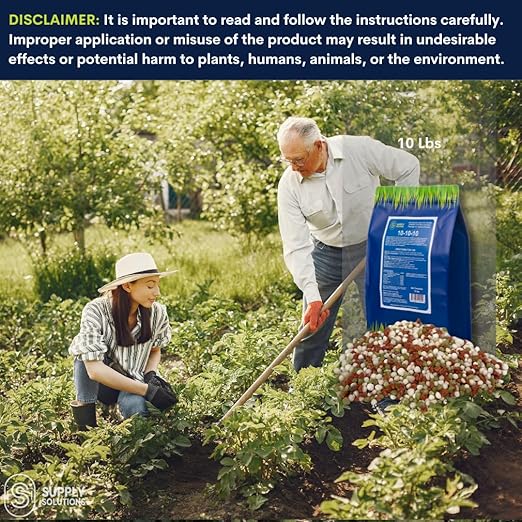 10-10-10 Complete Lawn & Garden Granular Fertilizer with Micronutrients – Balanced NPK Plant Food for Soil Health, Blooms & Roots – Safe for Vegetables, Fruits, Lawns (10 Pounds)