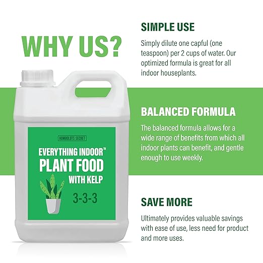 Humboldts Secret Everything Indoor Plant Food with Kelp | Liquid Concentrate Indoor Plant Fertilizer 3-3-3 All Purpose Plant Food for House Plants (32 Ounce)…