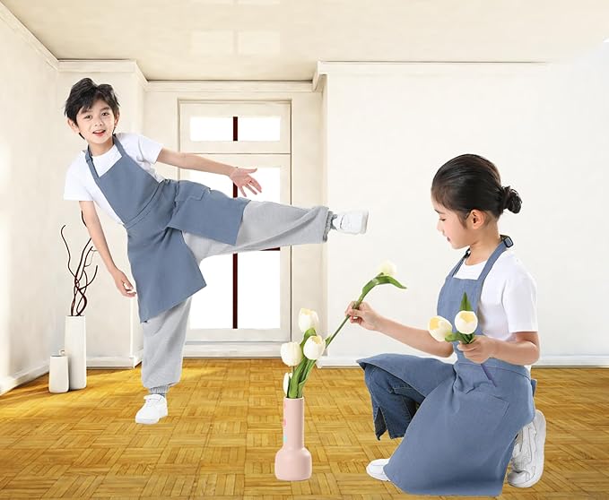 Linen Apron for women with pockets Cottion Linen Split-leg Apron for Clay Kichen Artist Pottery Gardening