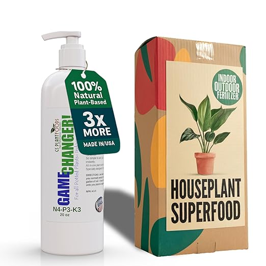 GS Plant Foods Game Changer All-Purpose Essentials - 100% Plant-Based Organic Fertilizer for Indoor or Outdoor Container Grown Plants, NPK 4-3-3, Liquid Formula for Houseplants, 20 Ounces