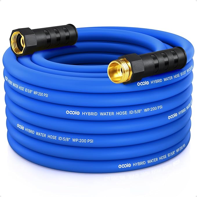 Heavy Duty Garden Hose 50 ft, Non-Expanding Flexible Water Hose, Kink Resistant Lightweight Hybrid Hose, Leakproof Hose Male to Female Fittings