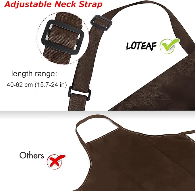 4 Packs Chef Apron, Waterproof Apron, Adjustable Aprons with 2 Pockets for Men Women, Professional Aprons for Kitchen Cooking Gardening Painting Baking Restaurant (Coffee)