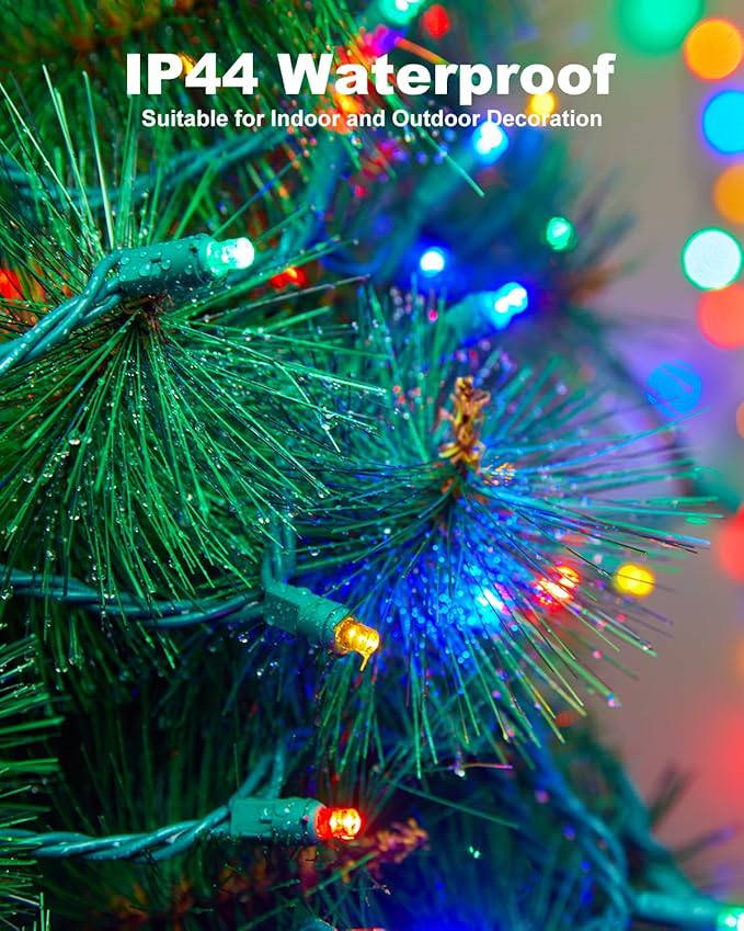 LED Christmas Mini String Lights, 28 Feet 100LEDs F5 Multicolor Mini Lights, Connectable Christmas Tree Lights for Wreath Garland Holiday Party Wedding Outdoor Indoor Christmas Decoration, Green Wire