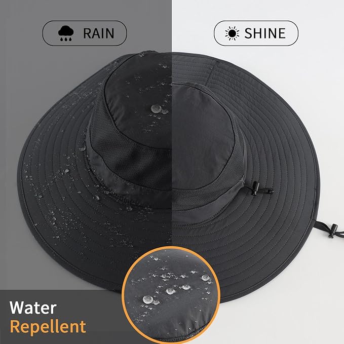 Home Prefer UPF50+ Mens Sun Hat Wide Brim Fishing Hat Foldable Large Brim UV Protection Sun Hat for Men Women Beach Gardening