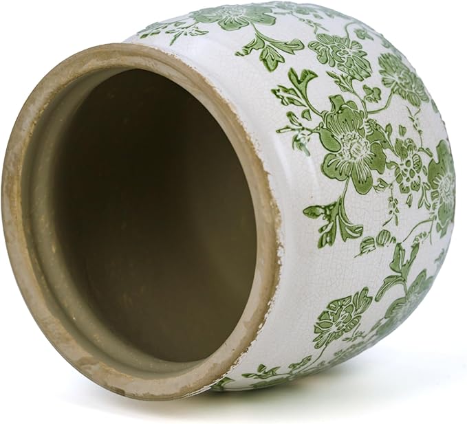 Ceramic Pot for Planter, Vintage Flower Pot with Drainage Holes, 6.29 inch Ice Crack Glazed Indoor Planters Pot (Modern)