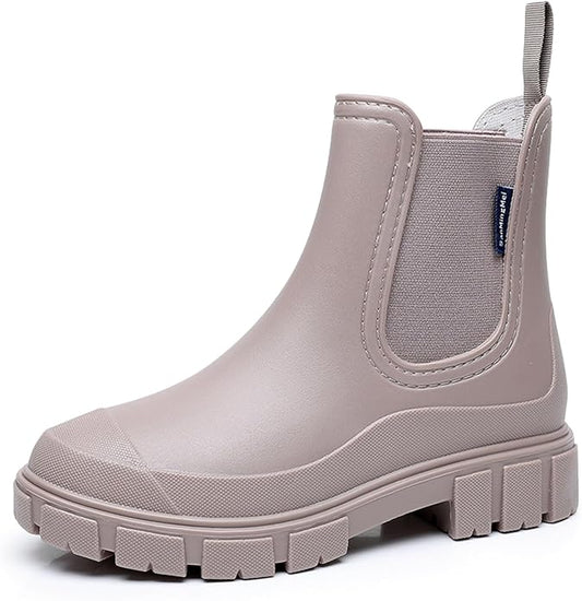 Drecage Womens Rain Boots Waterproof Rubber Garden Shoes Short Ankle Chelsea Boots Slip-Resistant