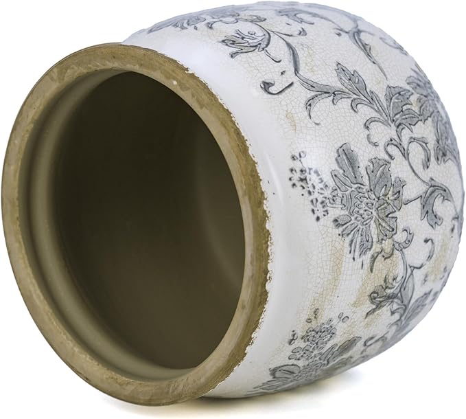 Ceramic Pot for Planter, Vintage Flower Pot with Drainage Holes, 6.29 inch Ice Crack Glazed Indoor Planters Pot (Old World)