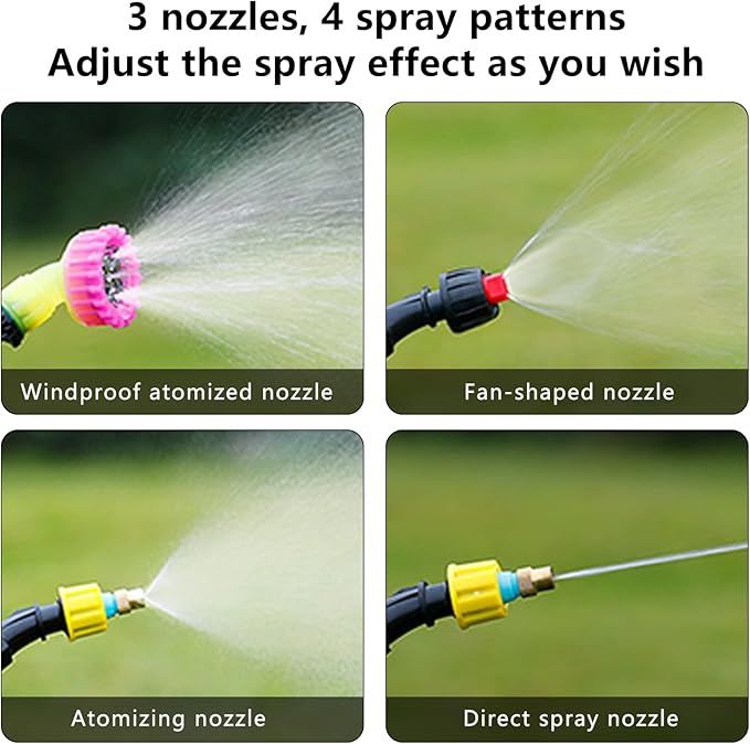 2.4 Gallon Battery Powered Sprayer, Electric Battery Operated Sprayer, Weed Power Sprayers in Lawn and Garden with Adjustable Shoulder Strap and Rechargeable Handle, 3 Mist Nozzles (Blue)