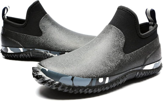 Unisex Waterproof Garden Shoes Ankle Rain Boots Mud Muck Rubber Slip-On Footwear with Comfort Insole for Women Men