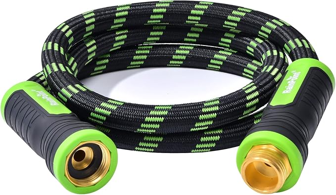 RAINPOINT 5 Foot Garden Hose - Lightweight 304 Metal Garden Hose with 10 in 1 Nozzle - No-kink Short Water Hose with Brass Connection, Swivel Handle