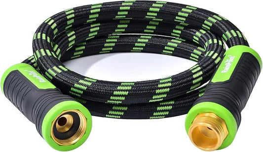 RAINPOINT 5 Foot Garden Hose - Lightweight 304 Metal Garden Hose with 10 in 1 Nozzle - No-kink Short Water Hose with Brass Connection, Swivel Handle
