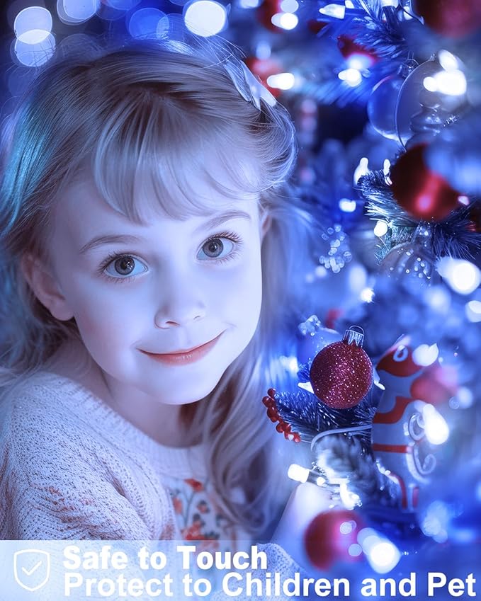 LED Christmas Mini String Lights, 14 Feet 50LEDs F5 Blue White Mini Lights, Connectable Christmas Tree Lights for Wreath Garland Holiday Party Wedding Outdoor Indoor Christmas Decoration, Green Wire