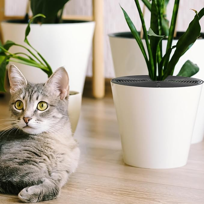 4 Pcs Plant Pot Grids, 11.8in and 20.5in Cuttable Grid Flower Pot Covers with 40 Stakes, ABS Plant Flower Protectors, Pet Digging Stoppers for Indoor Outdoor Plants