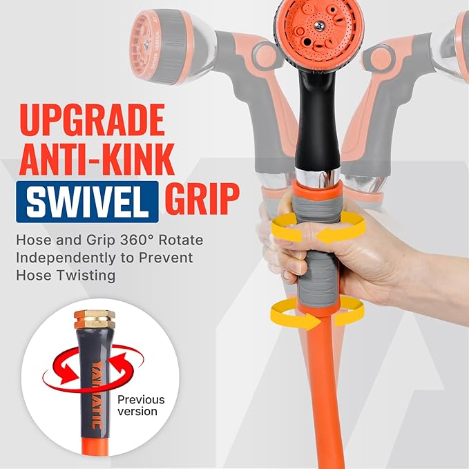 YAMATIC Heavy Duty Garden Hose 5/8 in x 15 ft with Swivel Fitting, Super Flexible Water Hose, All-weather, Lightweight, Burst 600 PSI