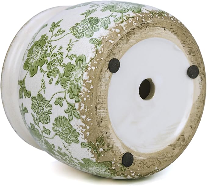 Ceramic Pot for Planter, Vintage Flower Pot with Drainage Holes, 6.29 inch Ice Crack Glazed Indoor Planters Pot (Modern)