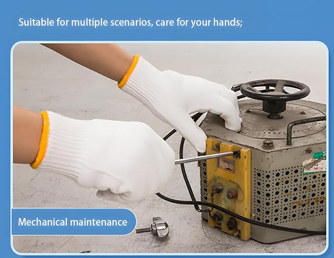 Unisex white cotton polyester knitted safety gloves,suitable for gardening,warehouse,cooking work-12/36/240 pairs