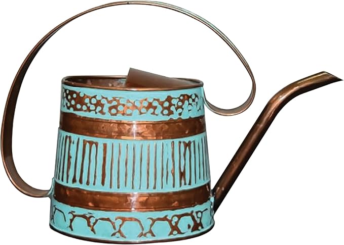 ROBERT ALLEN MPT01508 Danbury Metal Watering Can, Teal/Copper