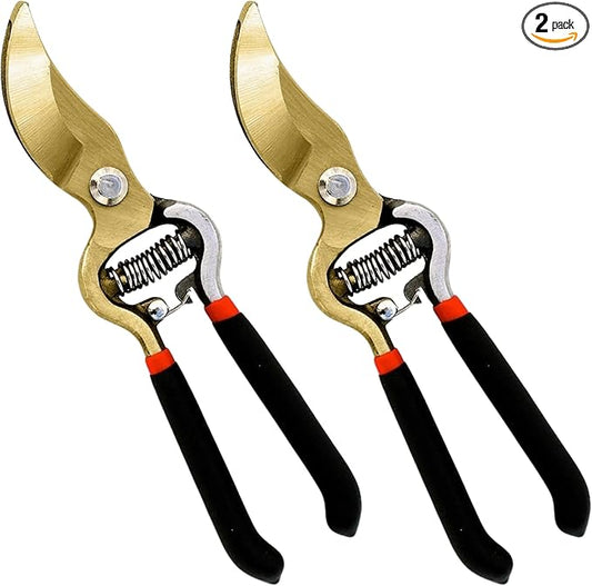 GARDEN GURU Indestructible Titanium Garden Clippers Professional Bypass Hand Pruner Pruning Shear with Comfort Grip Handles for Gardening Trimming and Yard Work Hardened Steel & Titanium Blade(2 Pack)