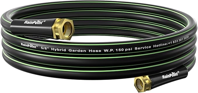 RAINPOINT Short Leader Garden Hose 15ft x 5/8", Water Hose Heavy Duty, Flexible, Lightweight Durable Hybrid Hose with Swivel Handle for Yard, Car Wash, Pets, No Kink, Female to Female Fittings