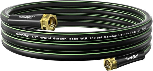 RAINPOINT Short Leader Garden Hose 15ft x 5/8", Water Hose Heavy Duty, Flexible, Lightweight Durable Hybrid Hose with Swivel Handle for Yard, Car Wash, Pets, No Kink, Female to Female Fittings