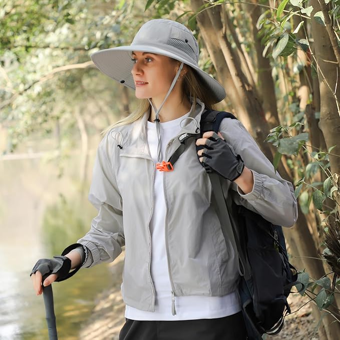 Wide Brim Sun Hat for Men Women UV Protection Ventilated Outdoor Bucket Fishing Hats Packable for Safari Hiking