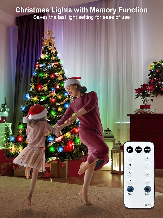 300 LED String Lights Outdoor, 100FT Multicolor Christmas Lights for Outside with Remote, Timer Memory Function, 8 Modes Waterproof Fairy Lights Plug in, for Xmas Tree Bedroom Patio Party