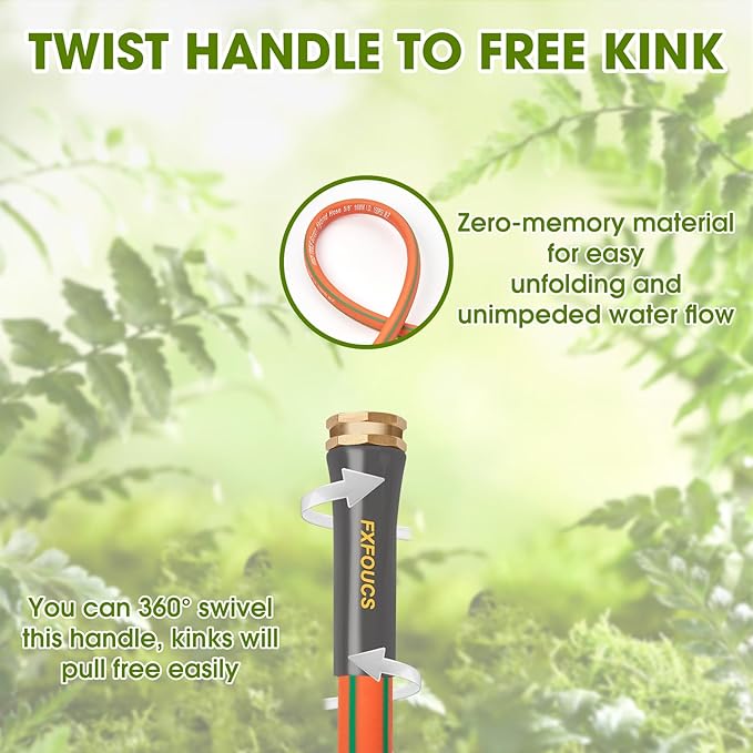 Heavy Duty Garden Hose – 5/8 Inch Flexible, Lightweight Hybrid Hose with 600 PSI Burst Pressure, Swivel Handle, and Durable Copper Male/Female Fittings (Orange, 25FT)