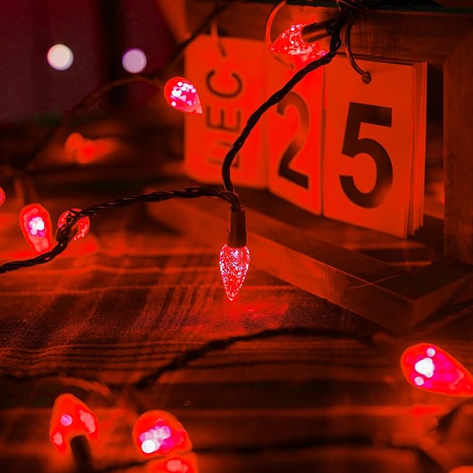 TW SHINE C6 Christmas String Lights, 200 LED 66 FT Christmas Lights Outdoor with 8 Modes Timer, Waterproof Connectable for Indoor Yard Xmas Tree House Christmas Decorations (Red)