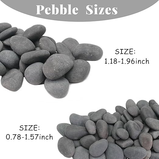 20LB Black Stones Pebbles River Rocks, Natural Beach Pebbles, Garden Decorative Stones-1-2 Large Plant Rocks,Ideal for Aquarium, Home Decor