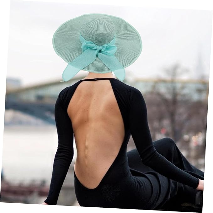 Wide Brim Straw Beach Hat for Women Foldable Summer Sun Hat with Bowknot Decor Brim UV Protection Comfortable Shade for Outdoor Travel and Garden Activities Multi