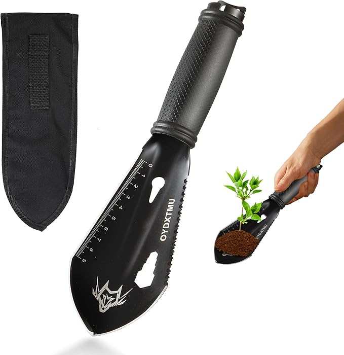 Small Camping Shovel, 9 in 1 Mini Hand Shovel,Tactical Mini Hand Shovel， Portable Backpacking Hiking Trowel,Ultralight Compact Multitool for Digging, Gardening, Outdoor Camping, Survival