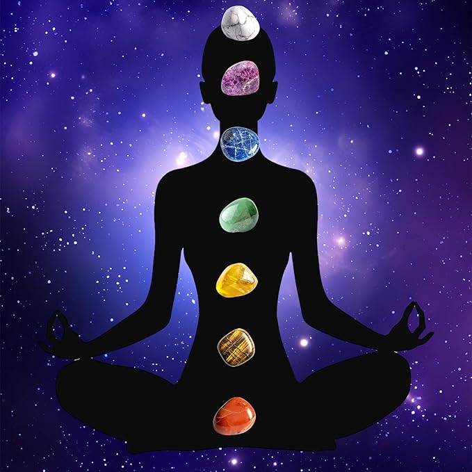 Polished Chakra Stone Set - 0.6", 7 Pcs Handpicked Natural Tumbled Stones and Crystals Bulk for Healing, Reiki, Meditation, Witchcraft and Home Decor, 7-Chakra-Stones-0.6"