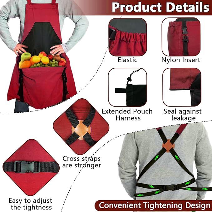 Gardening Apron, Harvest Apron Gardening Gifts for Men Gardening Apron with Pockets for Women, Green