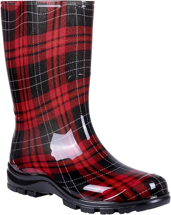 Asgard Women's Mid Calf Rain Boots Printed Waterproof Rubber Boots Short Garden Shose