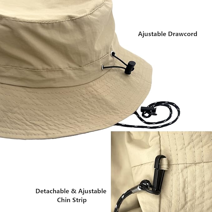 woogwin Waterproof Bucket Rain Hat with Chin Strap Quick Dry Packable Boonie Sun Hat Safari Hat UV Protection