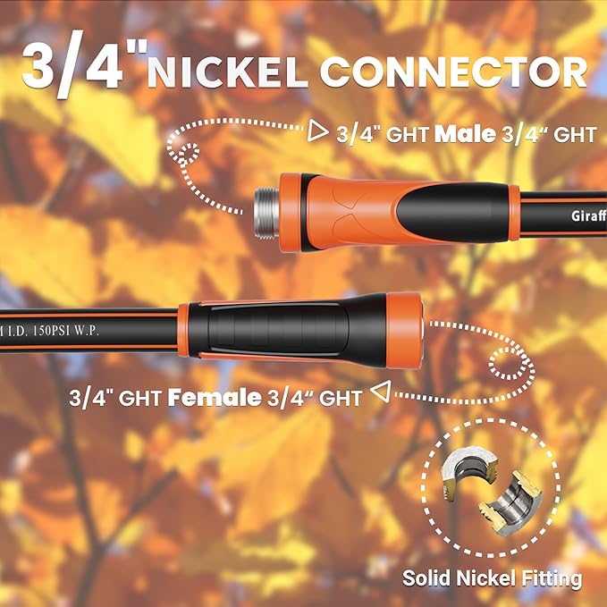 Giraffe Tools Garden Hose 25ft x 5/8", Water Hose Heavy Duty, Flexible, Lightweight Hybrid Hose with Swivel Handle, Male to Female Fittings, Burst 600 PSI