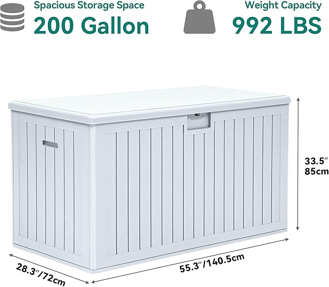 YITAHOME 200 Gallon Double-Wall Deck Box with Divider & Side Handles, Outdoor Large Storage for Patio Furniture Cushions, Garden Pool Accessories, Water Resistant & Lockable