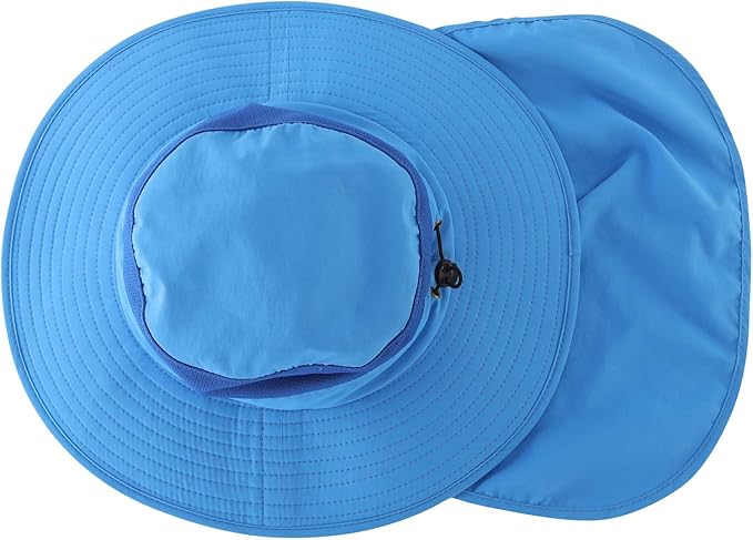 Home Prefer Outdoor UPF50+ Mesh Sun Hat Wide Brim Fishing Hat with Neck Flap Sun Hat for Men Women