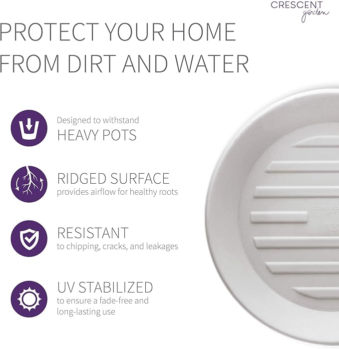 Crescent Garden Universal Round Planter Saucer, Durable Drainage Dish for Plant Pots, Heavy-Duty Plant Dishes Saucer, Indoor & Outdoor Plant Trays - Parchment (18 inch Inner, 23 inch Outer Diameter)