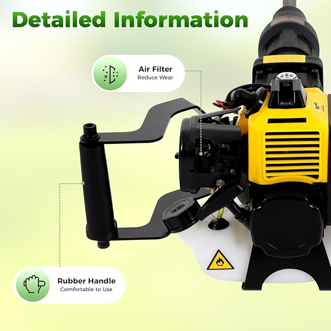 Tree Digger Machine Tree Digger 1250W 2 Stroke 6500RPM Gas Tree Planting Digging Machine Gasoline Planting Garden Tree Digger Shovel Gas Powered Garden Digger Tool Portable Trench Digger-Yellow