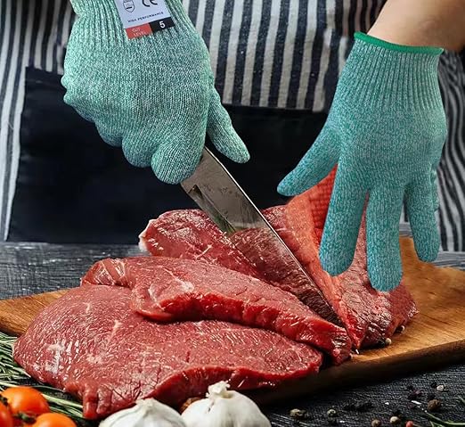 Cut Resistant Gloves, 2 Pairs of Food Grade Cut Resistant Gloves, Cutting Gloves for Kitchen, Oyster Shucking, Fish Fillet Processing, Carving Wood and Gardening(Medium-Green)